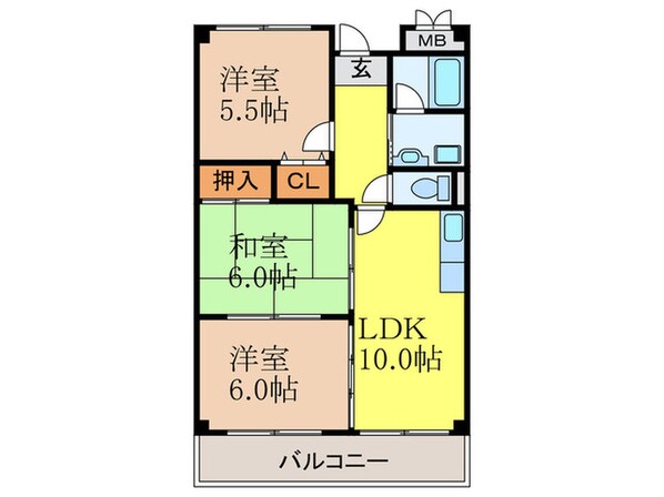 緑地シティハイツの物件間取画像